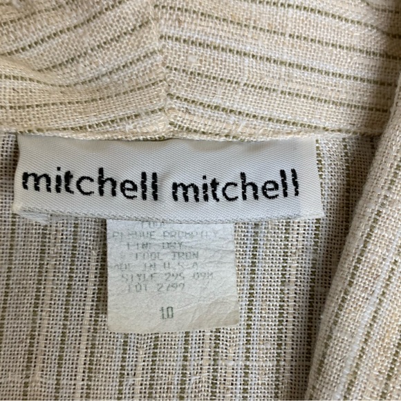 Vintage Mitchell Mitchell blazer 3/4 length sleeve Beige pin Stripe Size 10 - Picture 6 of 10